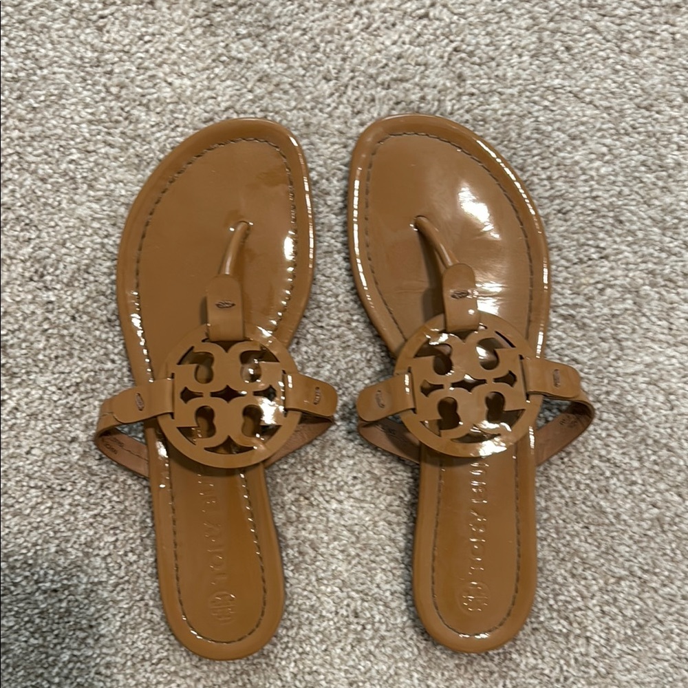 Tory Burch Brown Sandals with Iconic Logo